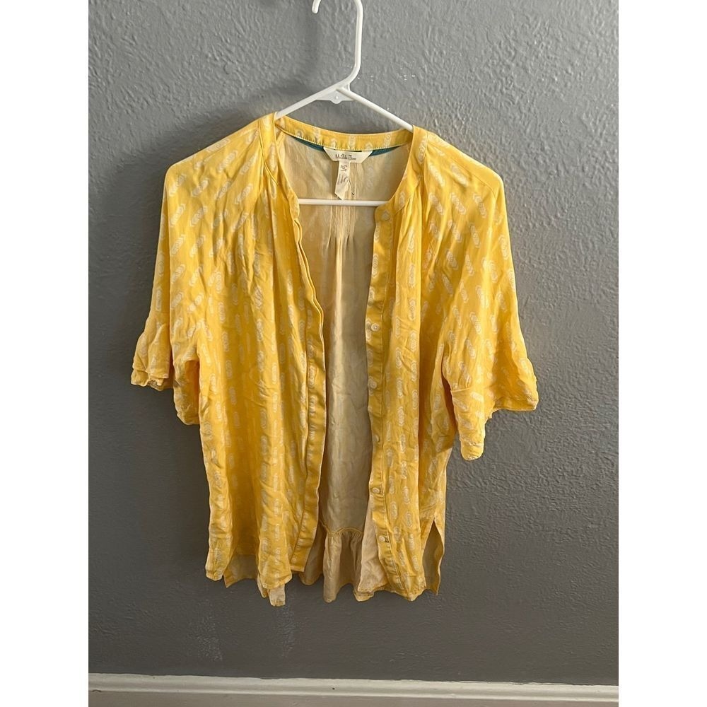 Women's Matilda Jane yellow‎ button up long short sleeve Size Medium